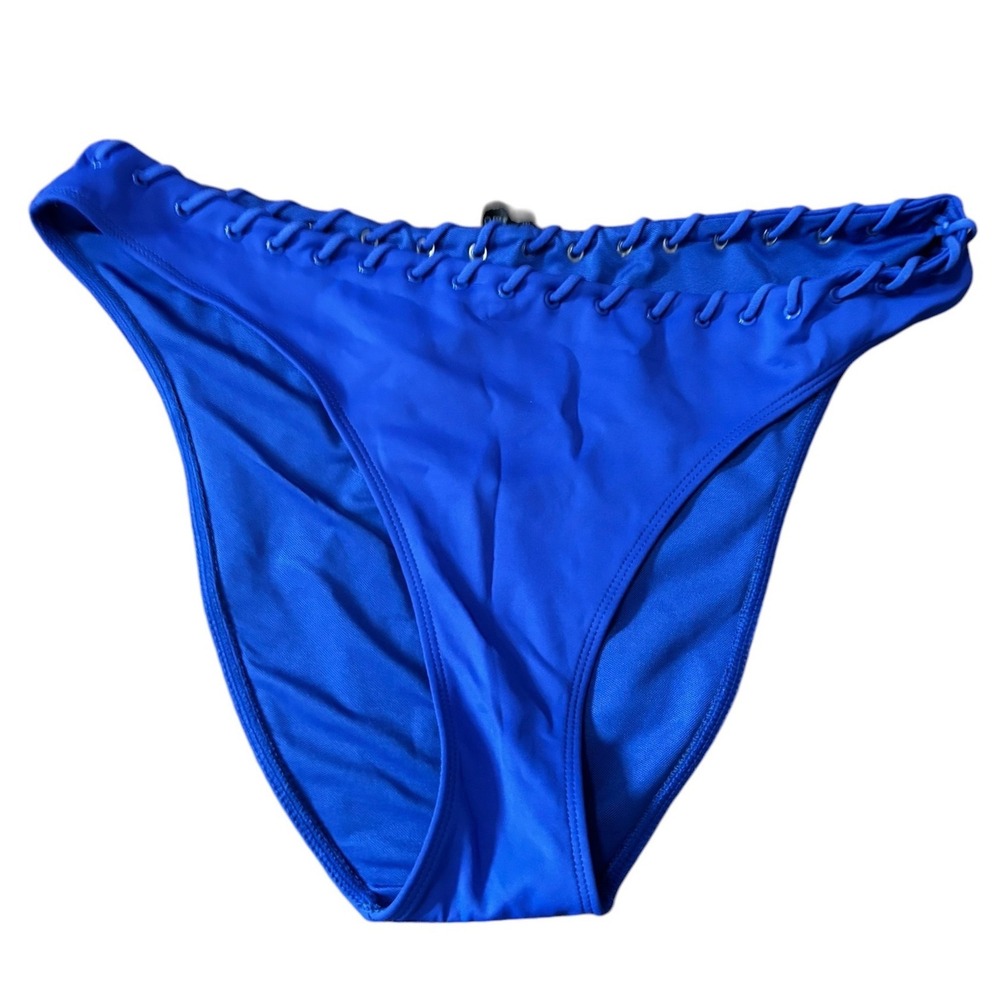 Good American Capri Blue Lace Tie Up Detail At Top, Bikini Bottoms X-Large‎ NEW